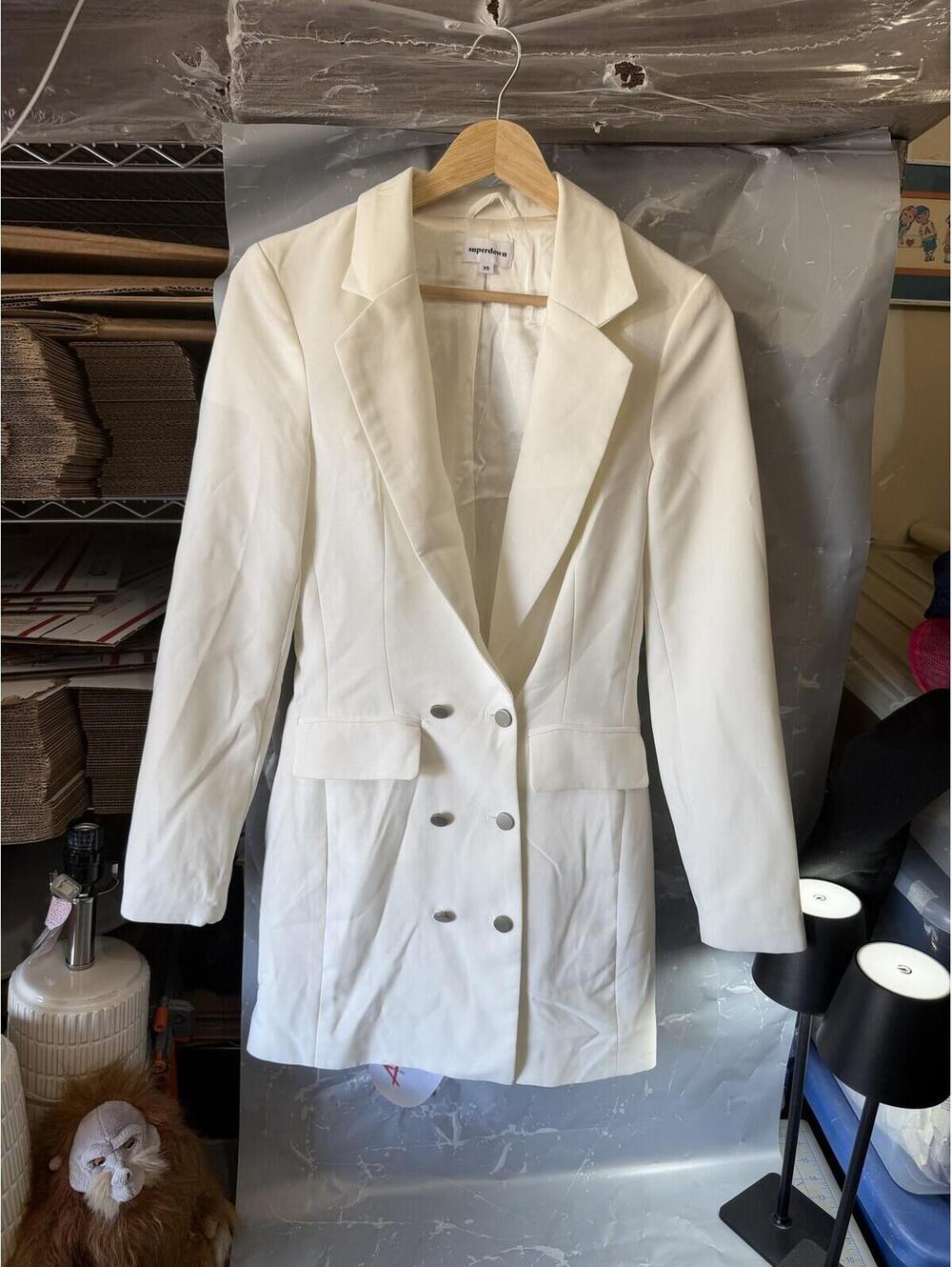 Superdown Women's White Double-Breasted Blazer Dress XS